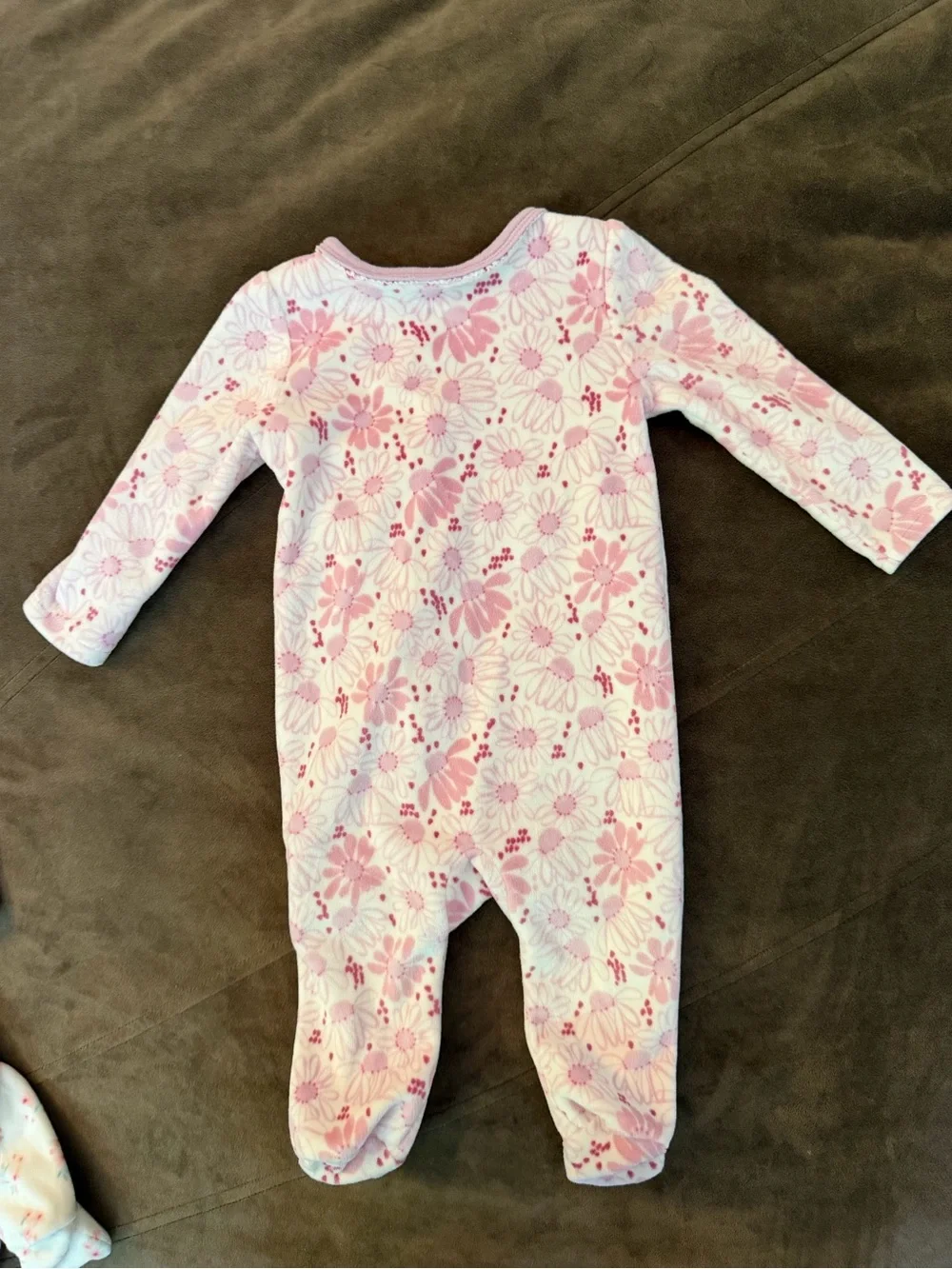 Princess Rose Pink and White Floral Footed One-Piece Sleepers - Set of 2